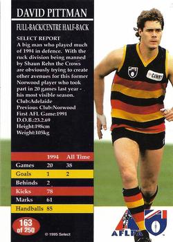 1995 Select AFL #163 David Pittman Back